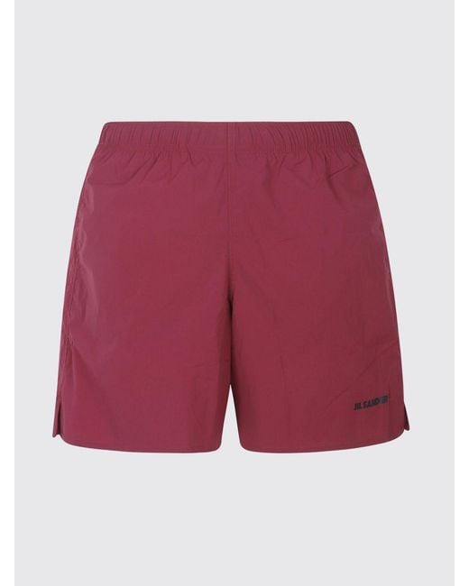 Jil Sander Red Stretch Polyester Swimsuit for men