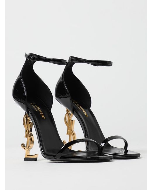 Saint Laurent Black Opyum Patent Leather Sandals