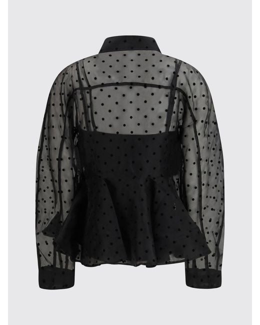 Ganni Black Polka Dot Tulle Shirt