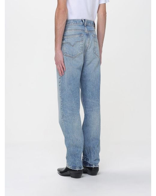 Versace Blue Straight Denim Jeans With Studs for men