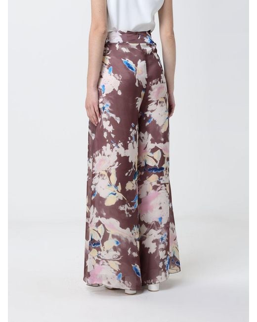 Hanita White Printed Recycled Satin Palazzo Trousers