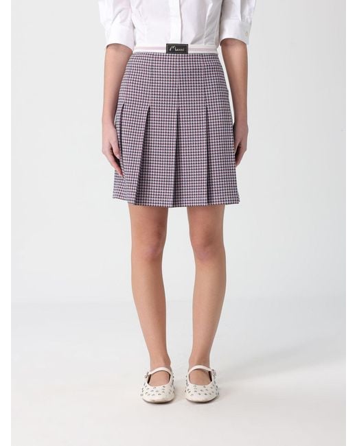 Marni Purple Pleated Viscose Blend Skirt With Logo