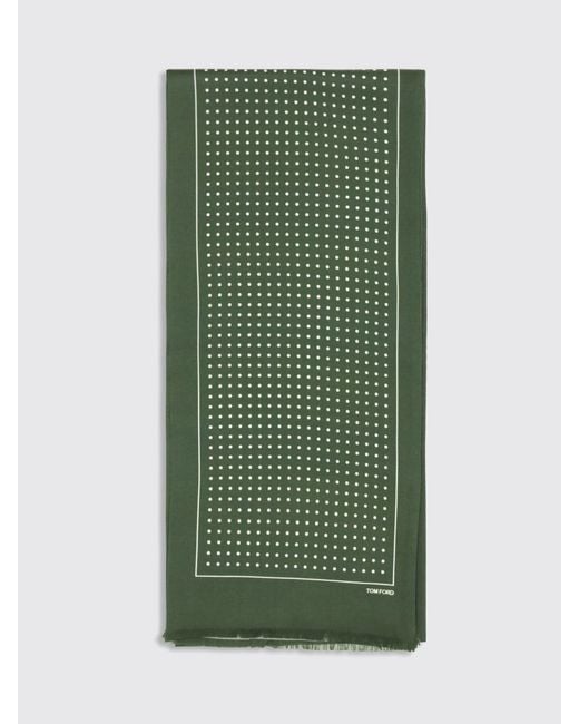 Tom Ford Green Polka Dot Silk Scarf for men