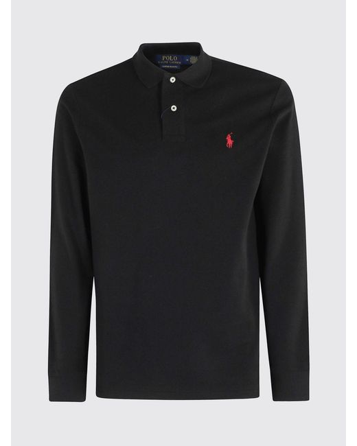 Polo Ralph Lauren Blue Long-Sleeved Slim Fit Cotton Polo Shirt for men