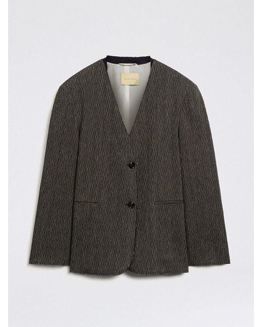 Momoní Black MomonÌ Asymmetric Cotton And Linen Blend Blazer