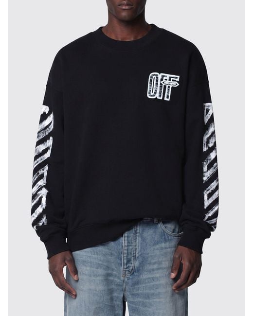 Off-White c/o Virgil Abloh Black Oversized Cotton Jumper With Arrow And Diag Print for men