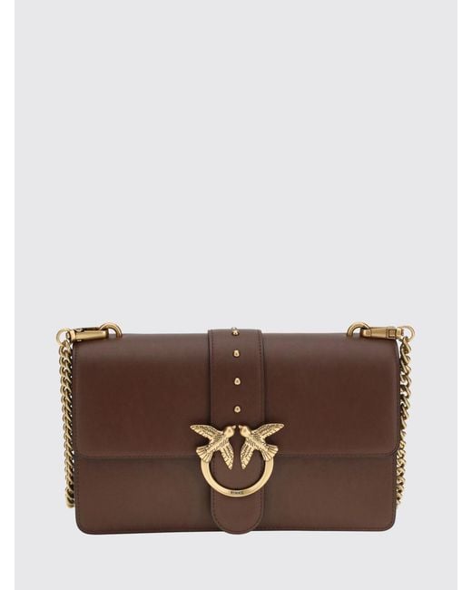 Pinko Brown Love One Classic Leather Bag