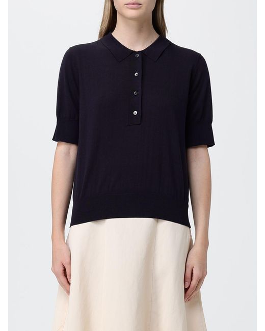 Studio Nicholson Blue Silk And Cotton Knit Polo Shirt