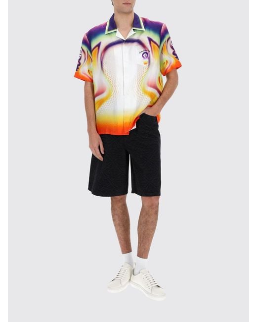 Casablanca Orange Printed Silk Casual Shirt for men