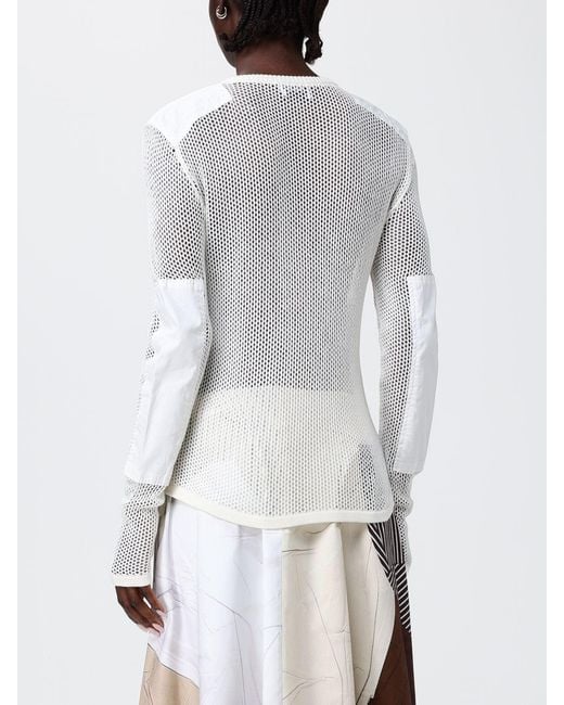 Moschino Couture Gray Perforated Cotton Knit With Swans