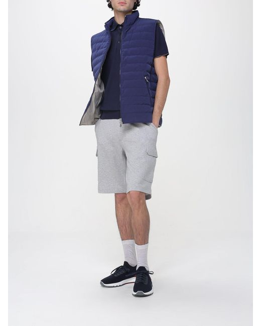 Brunello Cucinelli Blue Cotton Logo Polo Shirt for men
