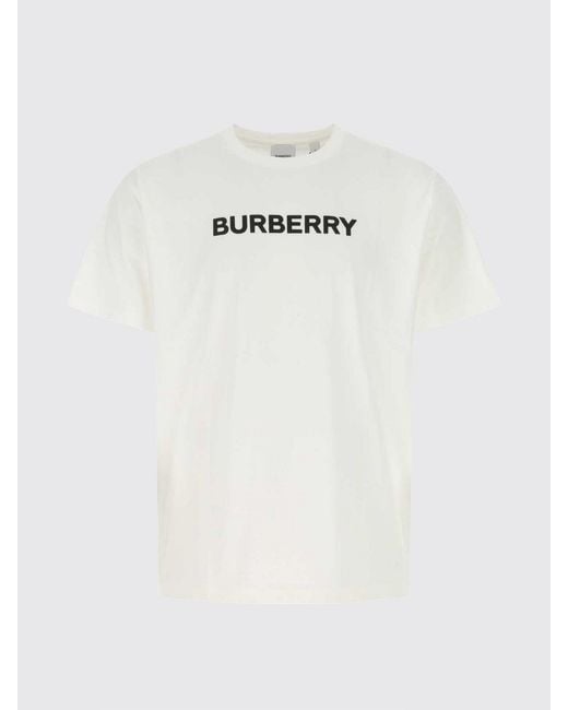 Burberry White Cotton T-Shirt With Logo for men