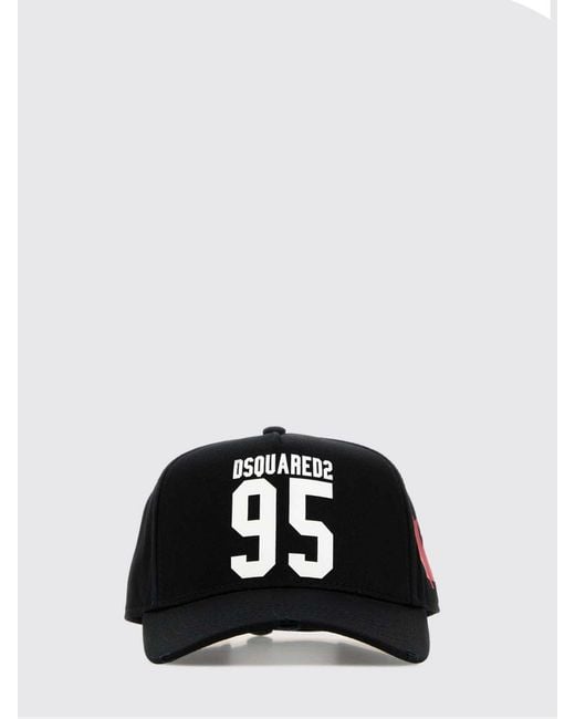 DSquared² Black Cotton Twill Cap With Printed Logo for men