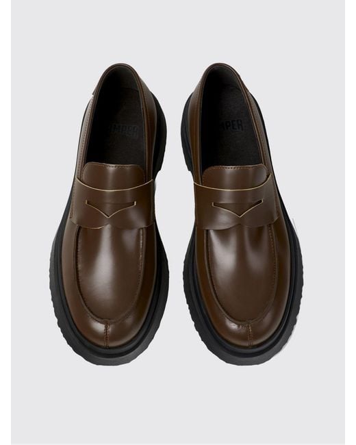 Camper White Walden Brushed Leather Loafers for men
