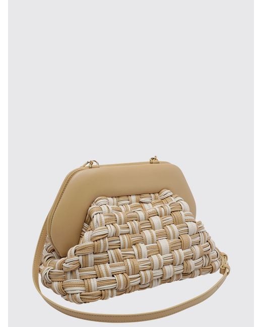 THEMOIRÈ Natural Themoir&Egrave Bios Bicolor Woven Vegan Leather Clutch With Magnetic Closure
