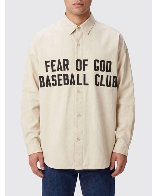 Fear Of God Natural Relaxed Fit Cotton Shirt With Logo And French Collar for men