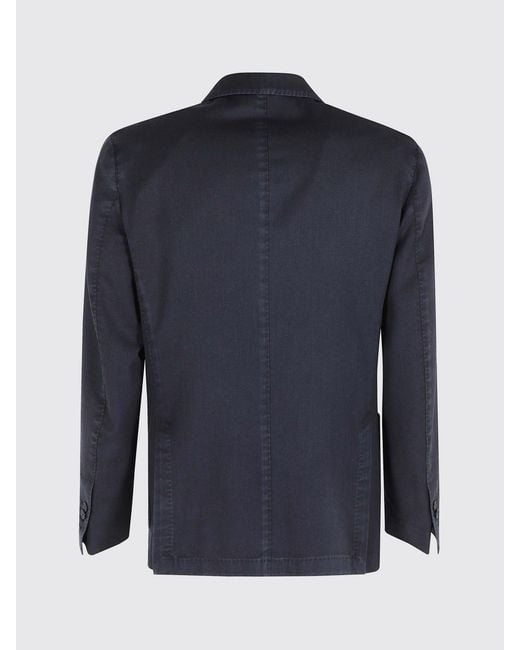 Santaniello Blue Virgin Wool Single-Breasted Blazer for men