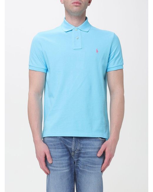 Polo Ralph Lauren Blue Basic Cotton Polo Shirt With Pony Logo for men