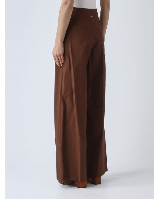 Twinset Brown Stretch Cotton Palazzo Trousers