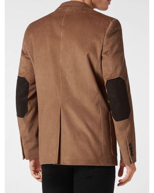 Philipp Plein Brown Single-Breasted Velvet Blazer With Peak Lapels And Patch Pockets for men