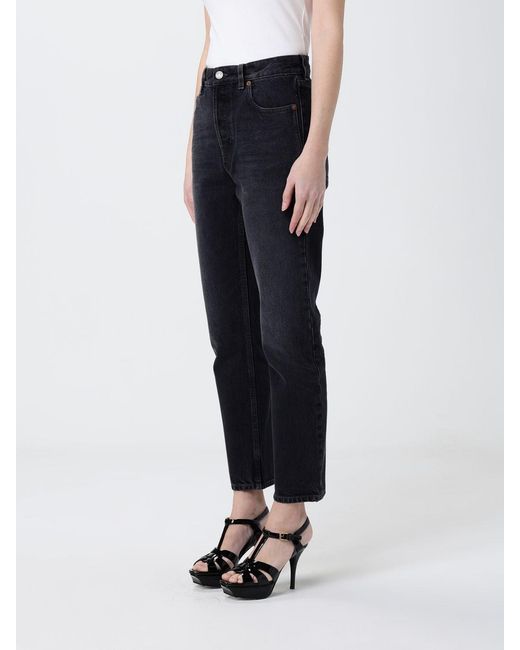 Saint Laurent Blue Cropped Fit Cotton Denim Jeans