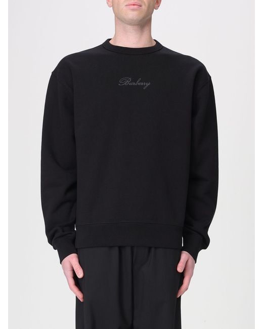 Burberry Black Embroidered Logo Crew Neck Sweatshirt for men