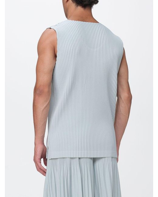 Homme Plissé Issey Miyake Blue Homme Plissé Issey Miyake Pleated Technical Crêpe Tank Top With U-Neck for men