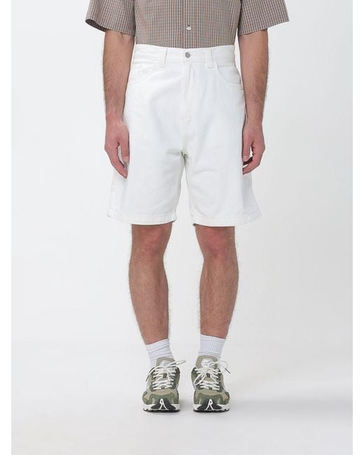 Carhartt White Cotton Denim Shorts for men