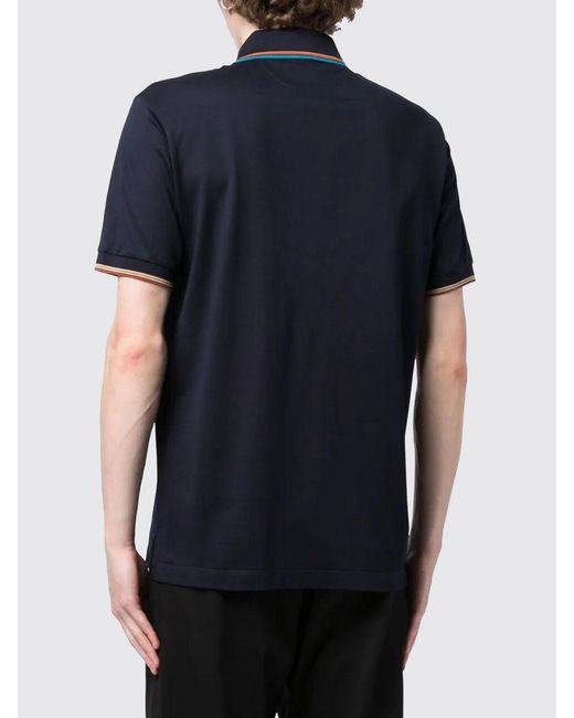 Paul Smith Blue Cotton Polo Shirt With Contrast Trims for men
