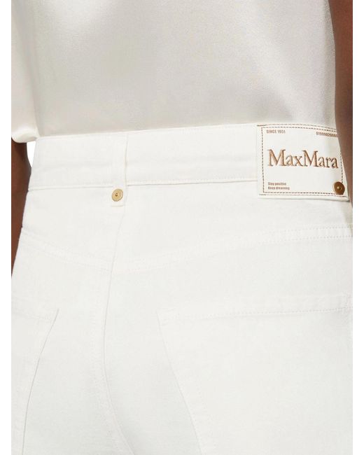 Max Mara White Cotton And Linen Trousers