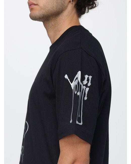 Y-3 Black Dropped Shoulder Bci Cotton T-Shirt With A Graphic Print for men