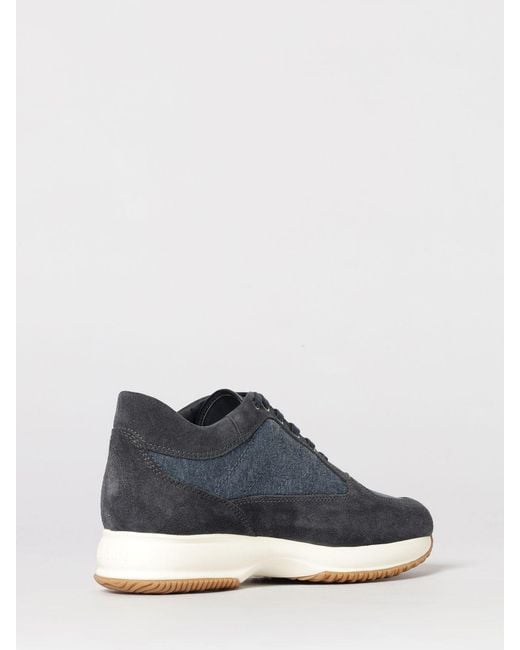 Hogan Blue Interactive Suede And Denim Sneakers for men