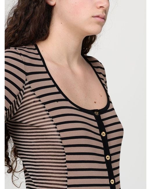 Elisabetta Franchi Black Striped Viscose Cardigan