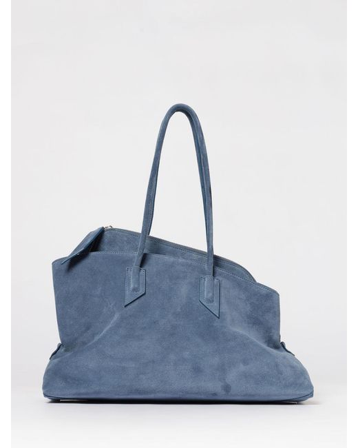 The Attico Blue La Passeggiata Medium Suede Bag