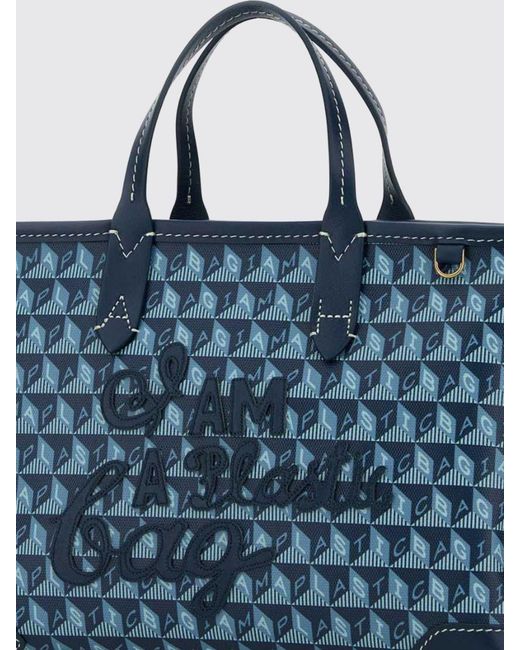 Anya Hindmarch Blue I Am A Plastic Bag Coated Cotton Bag