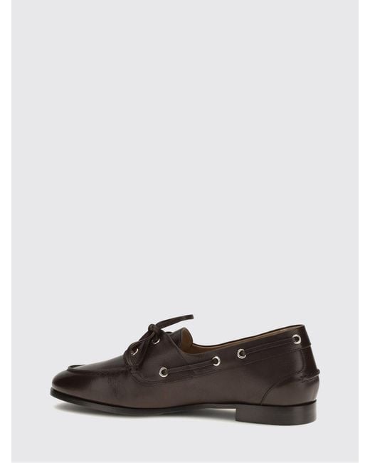 Bally White Plume Leather Boat Loafers