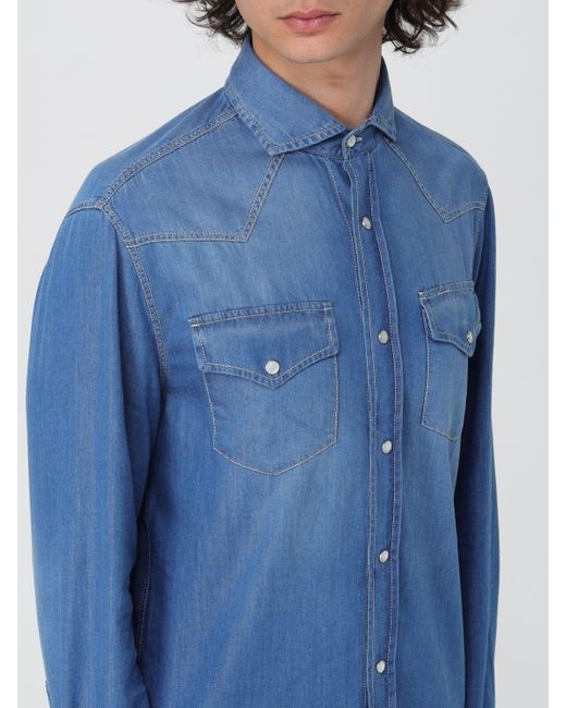 Camicia di Brunello Cucinelli in Blue da Uomo