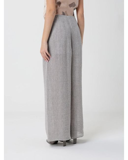 Emporio Armani Gray Linen Blend Palazzo Trousers