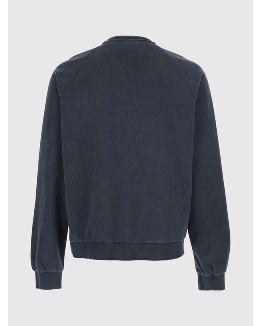 TONYWACK Blue Cotton Half-Zip Crewneck Sweatshirt With Dropped Shoulders for men