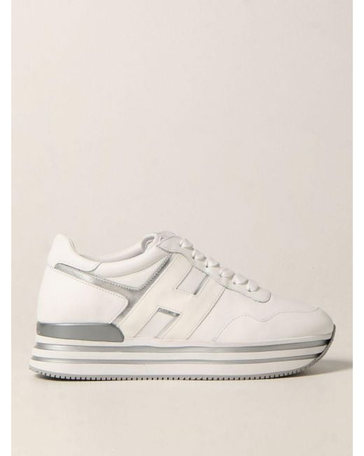 Hogan H483 Midi Platform Sneakers In Leather in White - Lyst