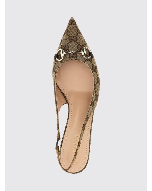 Gucci Natural Gg Jacquard Monogram Canvas Slingback