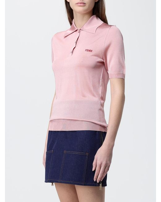 Fendi Red Viscose Polo Shirt With Logo