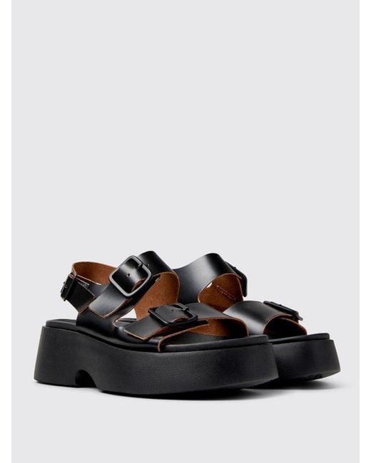 Camper Black Flat Sandals