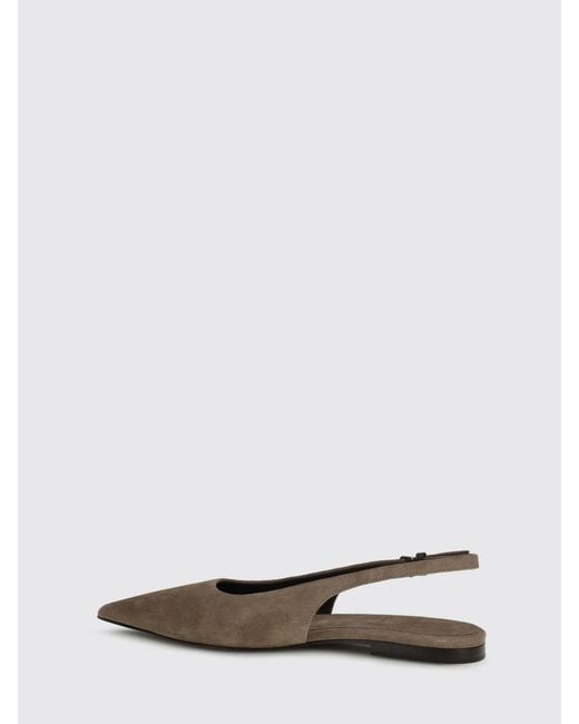 Brunello Cucinelli White Suede Slingbacks
