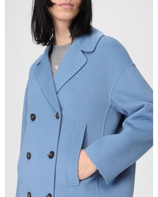 Max Mara Blue Double-Breasted Coat