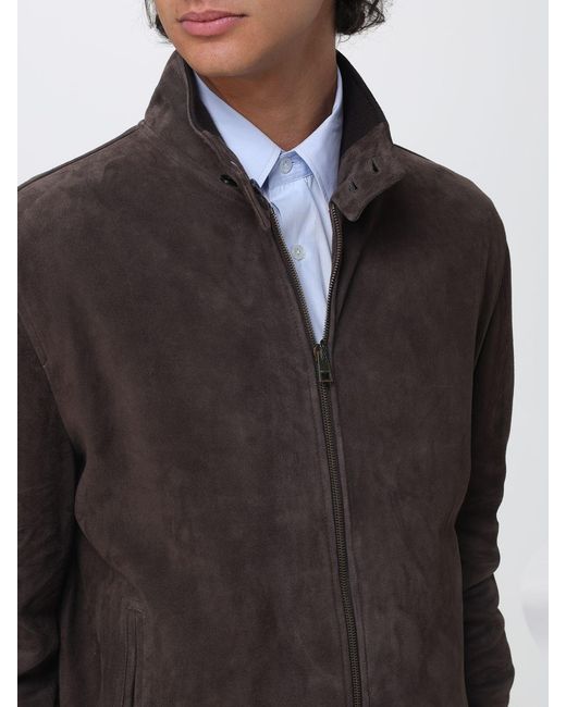 Boglioli Brown Suede Bomber Jacket for men