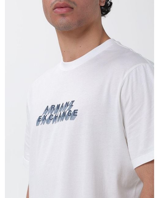 ARMANI EXCHANGE White Crew Neck T-Shirt With Logo for men