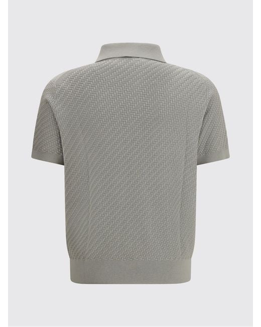 Brioni Gray Cotton And Silk Knit Polo Shirt for men