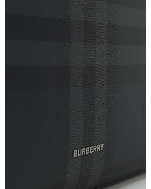 Borsa Denny in tessuto spalmato check di Burberry in Black da Uomo