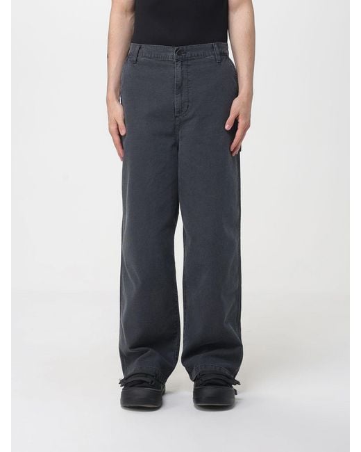 Carhartt Blue Parish Wide Leg Ribbed Cotton Trousers for men